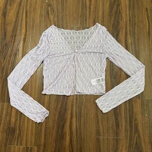 Dazy Women's S Lavender Cropped Sheer Top Y2K Romantic Coquette Fairy Boho